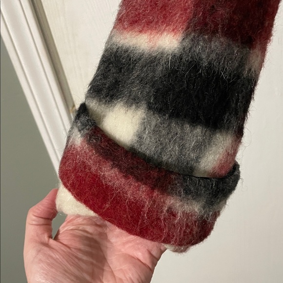 Zara Basic Like New Buffalo Plaid Red & Black Wool Mohair Teddy Jacket Medium - Picture 8 of 12